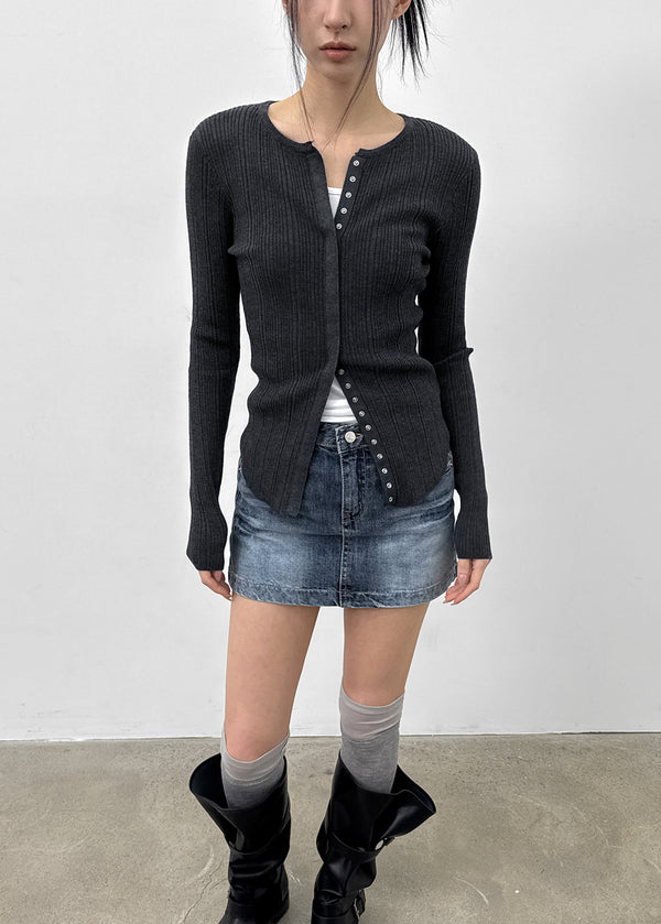 Baent Snap Button Rounding Slim Cardigan