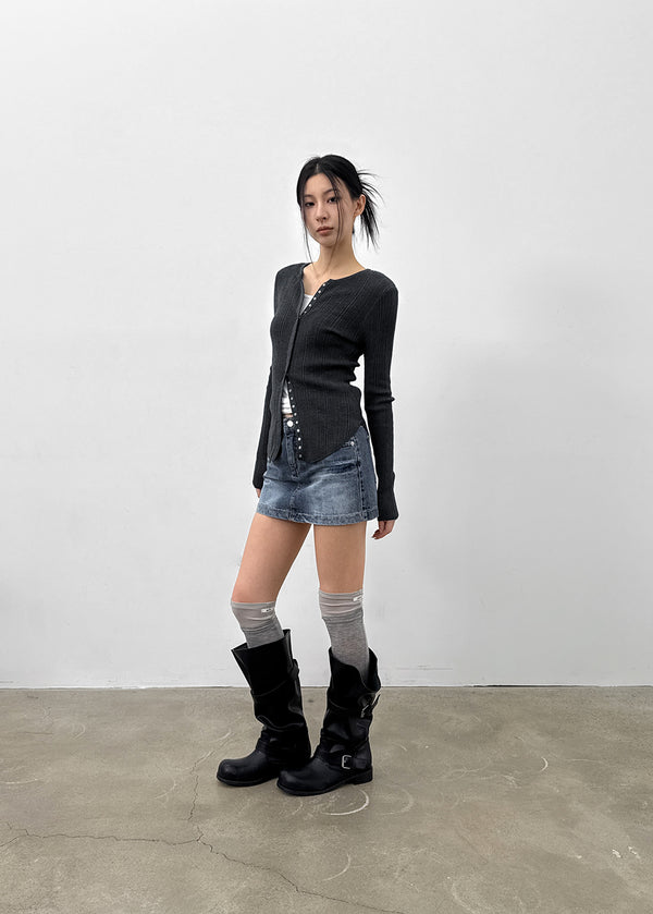 Lecan Low-waist Denim Miniskirt