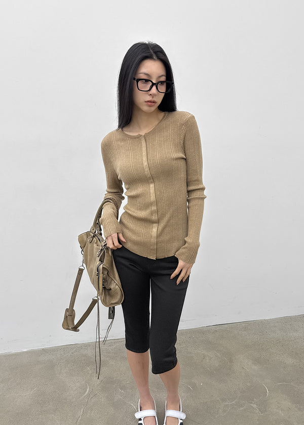 Baent Snap Button Rounding Slim Cardigan