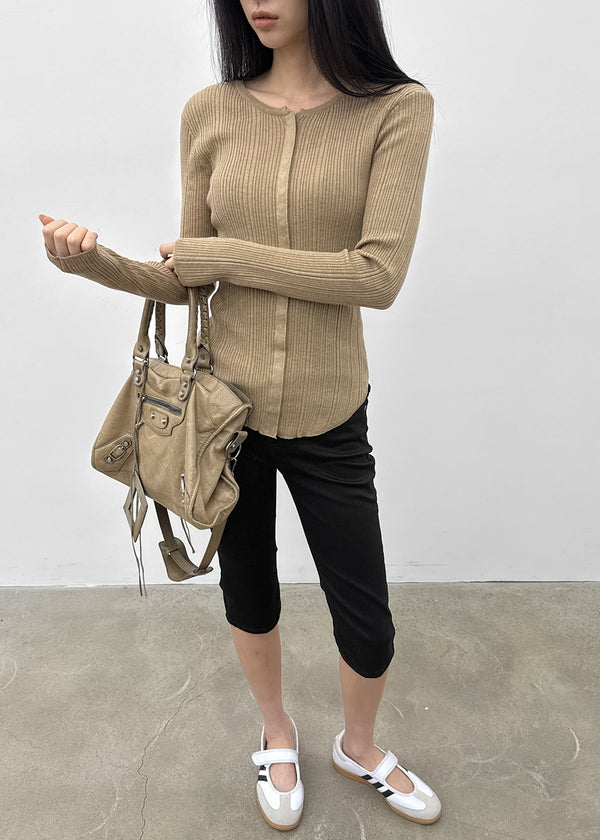 Baent Snap Button Rounding Slim Cardigan