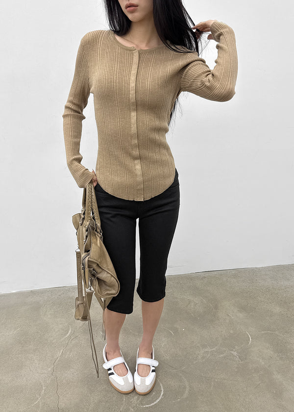 Baent Snap Button Rounding Slim Cardigan