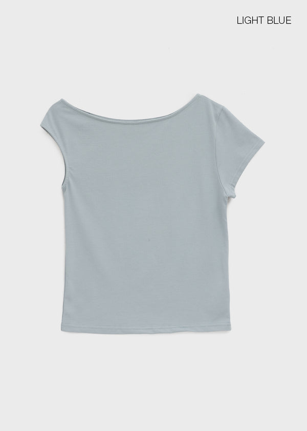 Srank Unbal Off-shoulder Short Sleeve T-shirt