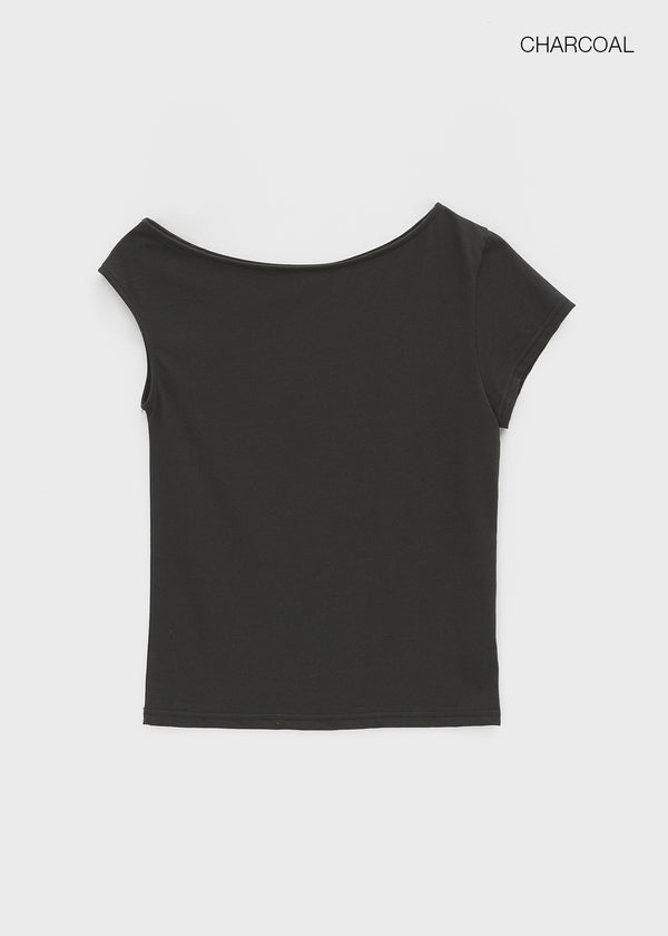 Srank Unbal Off-shoulder Short Sleeve T-shirt