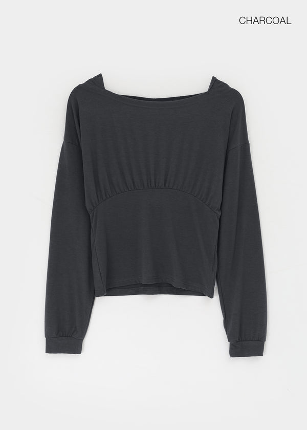 Venuden Pintuck Hood Long Sleeve Tee