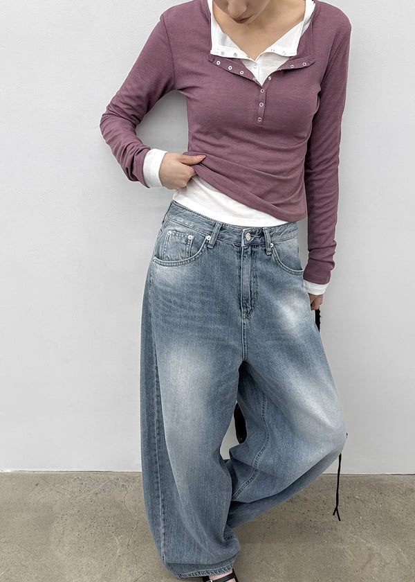 Furat cut wide balloon denim pants