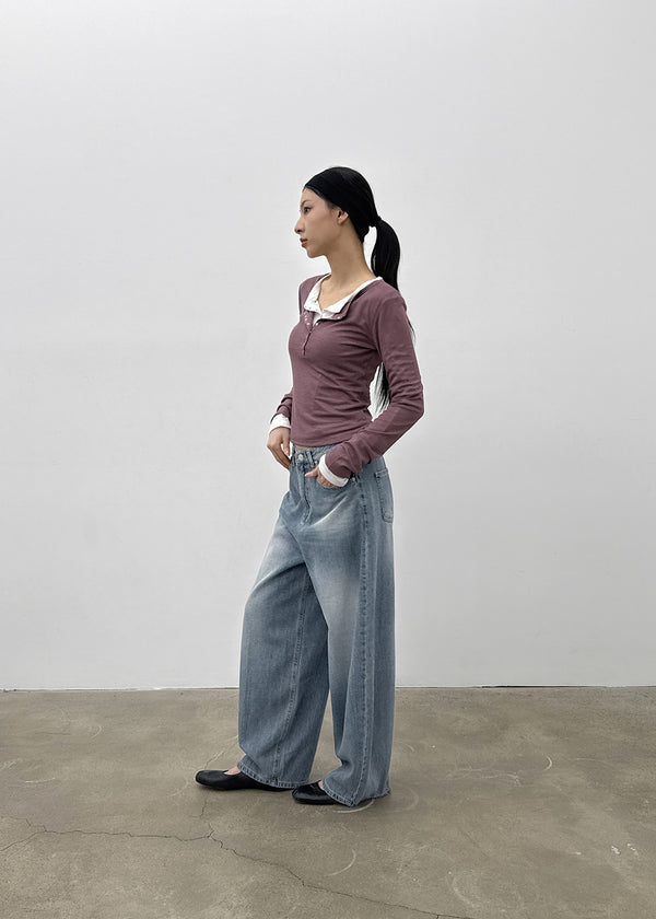 Furat cut wide balloon denim pants