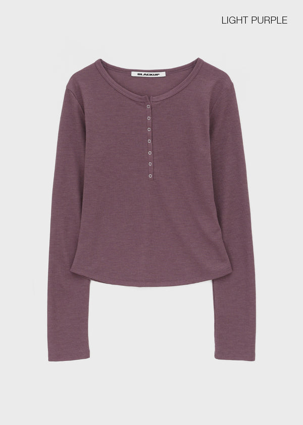 [MADE] Merib Waffle Henley-Neck Long-Sleeve T-Shirt