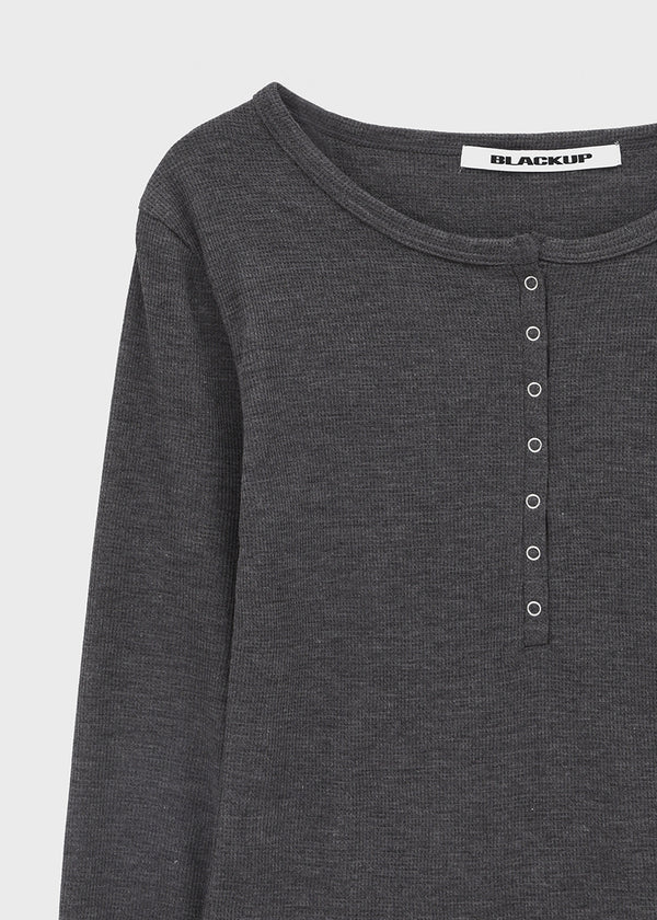 [MADE] Merib Waffle Henley-Neck Long-Sleeve T-Shirt