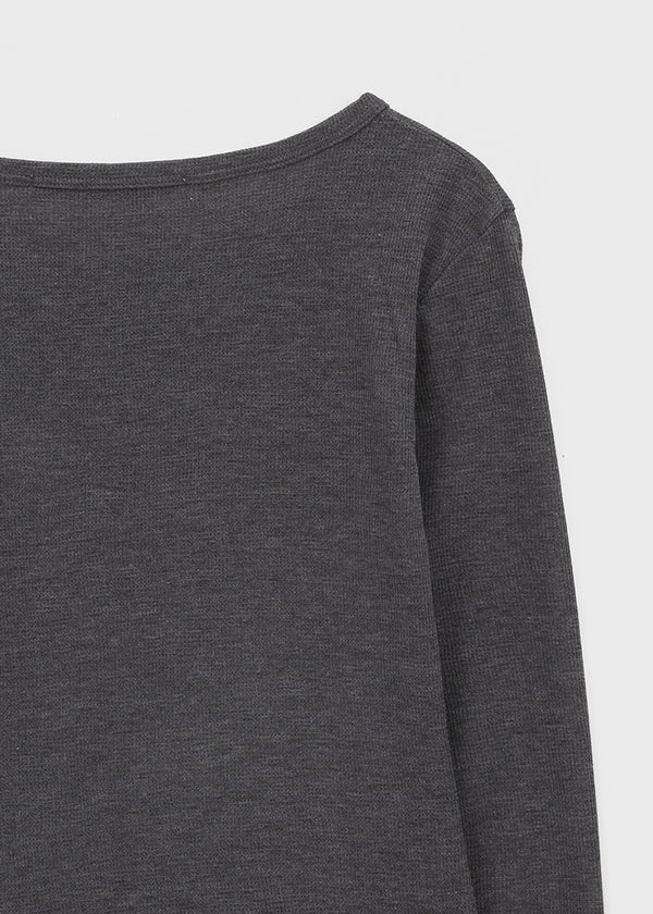 [MADE] Merib Waffle Henley-Neck Long-Sleeve T-Shirt