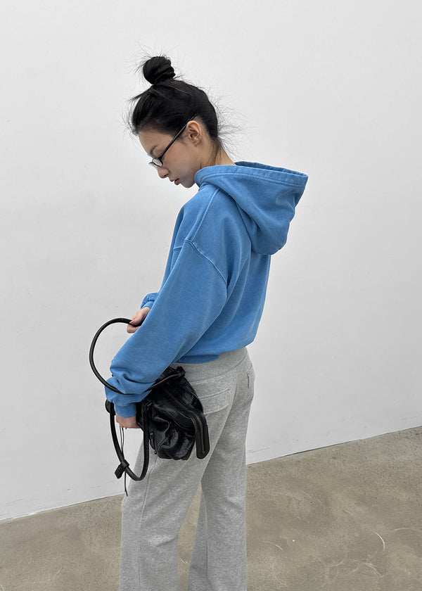 Moheron Washing Semi-Crop Hooded