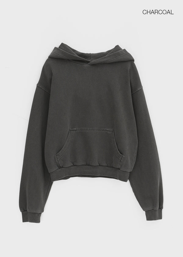 Moheron Washing Semi-Crop Hooded