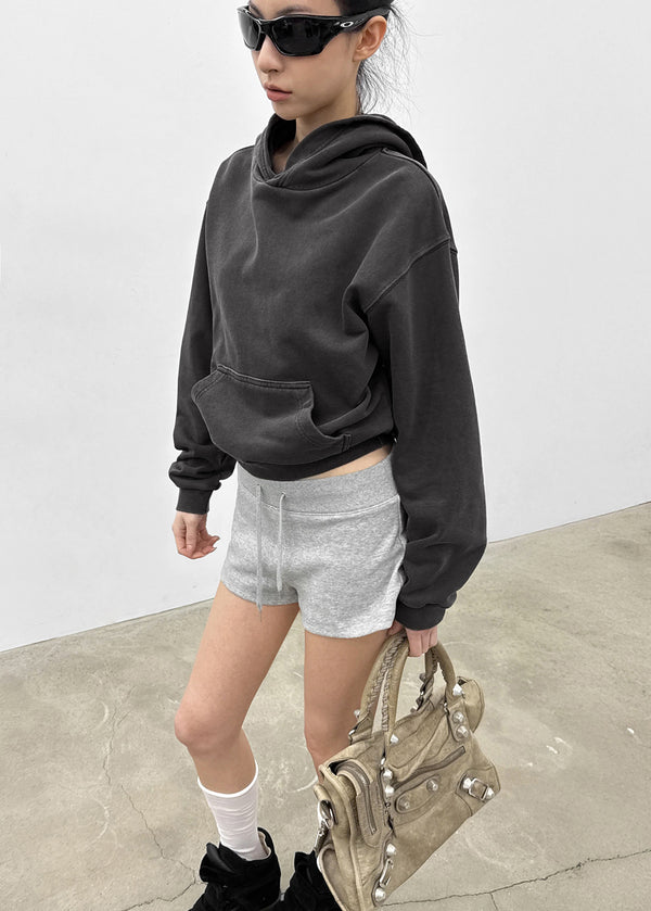 Moheron Washing Semi-Crop Hooded