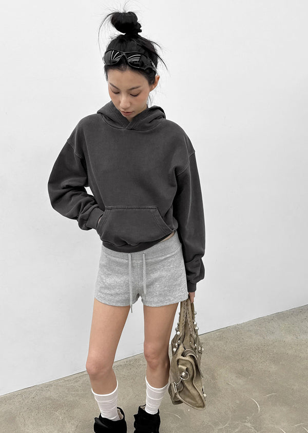 Moheron Washing Semi-Crop Hooded