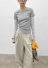 Lopoa Striped Layered Long Sleeve Tee