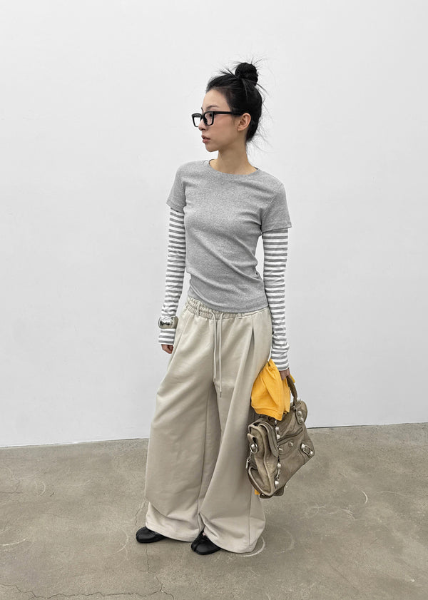 Lopoa Striped Layered Long Sleeve Tee