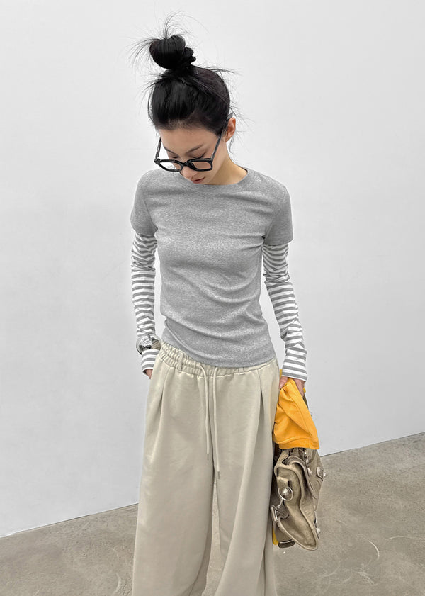 Lopoa Striped Layered Long Sleeve Tee