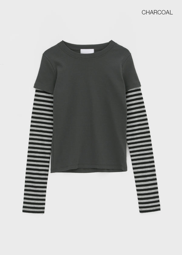 Lopoa Striped Layered Long Sleeve Tee