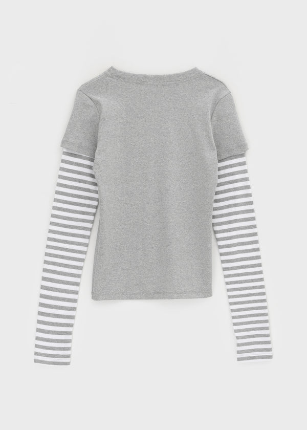 Lopoa Striped Layered Long Sleeve Tee