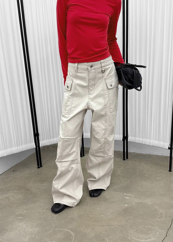 (UNISEX) Urban Washing Cut-out Wide Cargo Pants