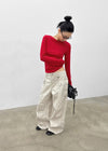 (UNISEX) Urban Washing Cut-out Wide Cargo Pants