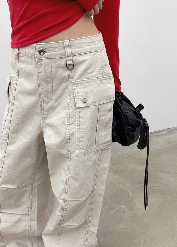 (UNISEX) Urban Washing Cut-out Wide Cargo Pants