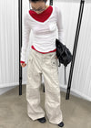 (UNISEX) Urban Washing Cut-out Wide Cargo Pants