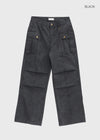 (UNISEX) Urban Washing Cut-out Wide Cargo Pants