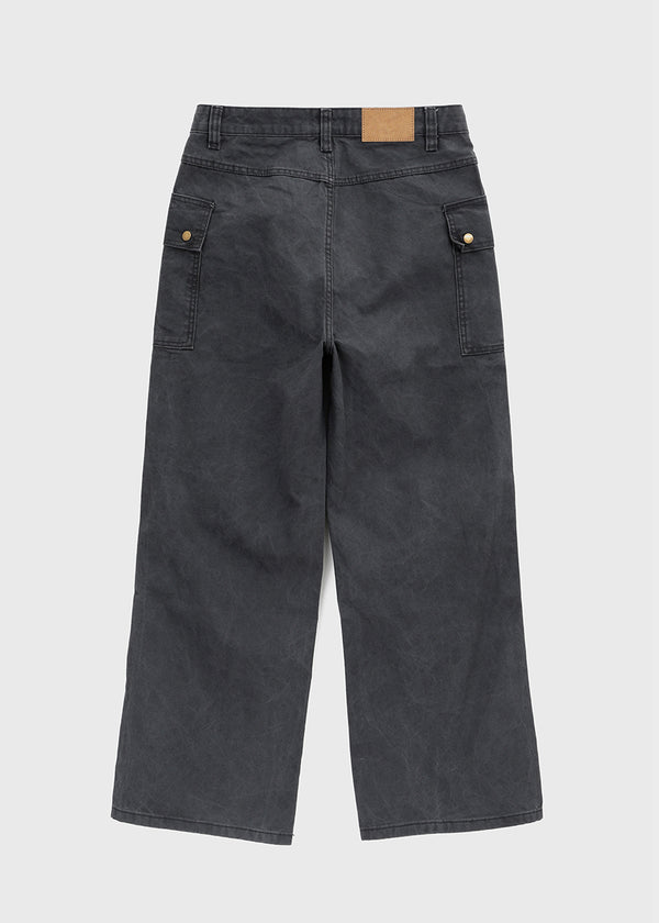 (UNISEX) Urban Washing Cut-out Wide Cargo Pants