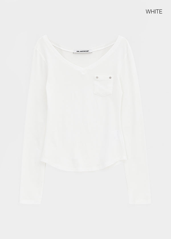 [MADE] Higg Pocket V-Neck Long-Sleeve Tee