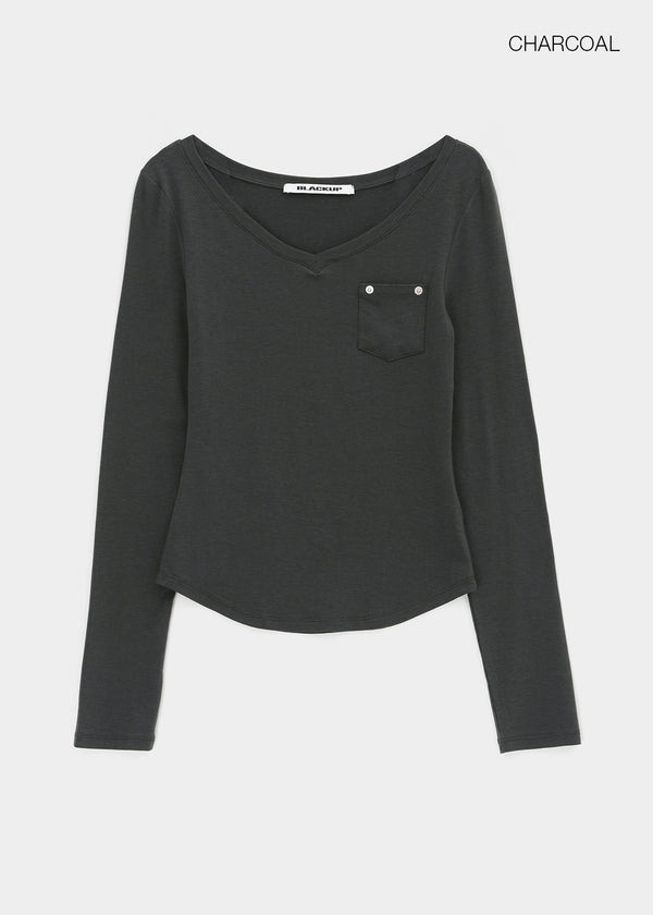 [MADE] Higg Pocket V-Neck Long-Sleeve Tee