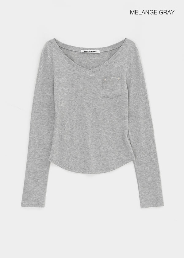 [MADE] Higg Pocket V-Neck Long-Sleeve Tee