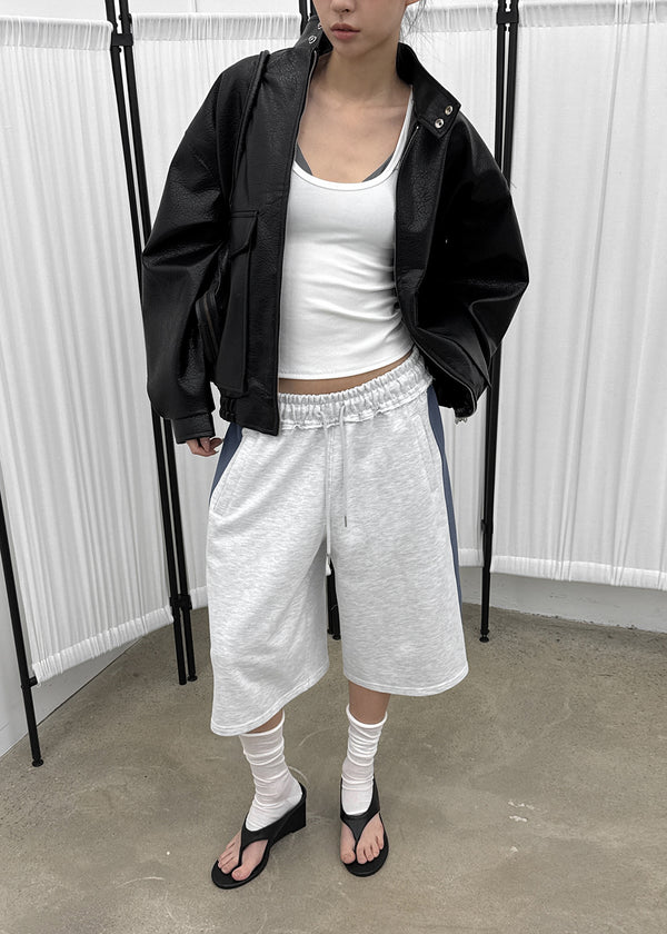 Conton High-neck Pocket Leather Jumper