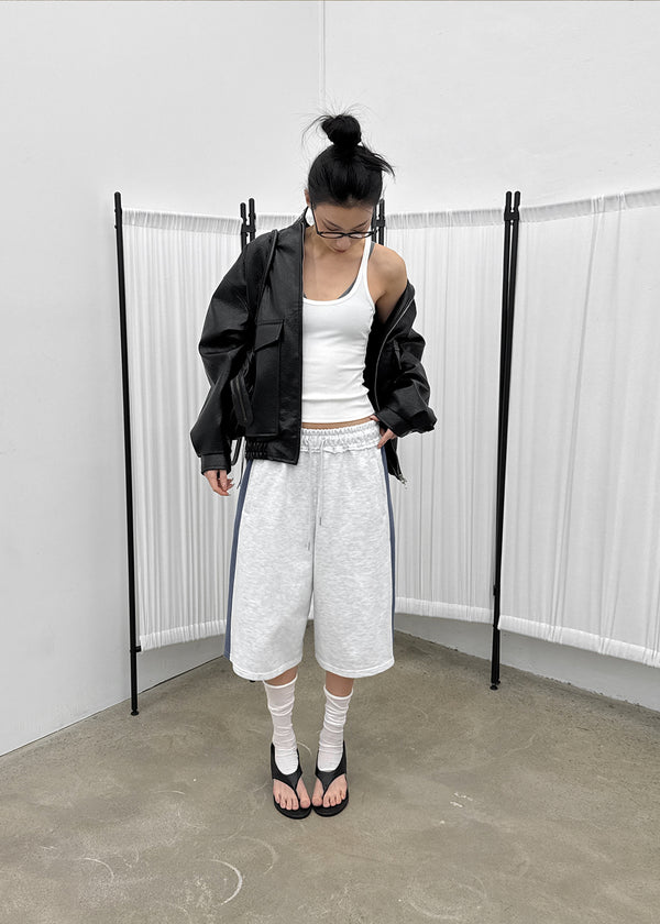 Conton High-neck Pocket Leather Jumper