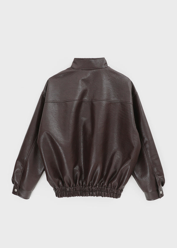 Conton High-neck Pocket Leather Jumper
