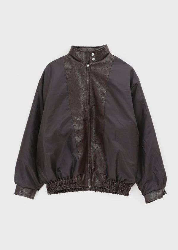 Conton High-neck Pocket Leather Jumper