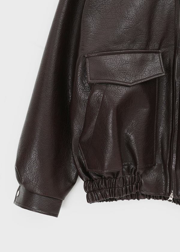 Conton High-neck Pocket Leather Jumper