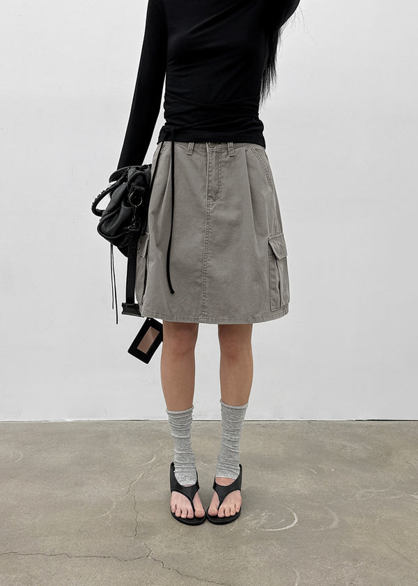 Tokoi Washed Cargo Midi Skirt
