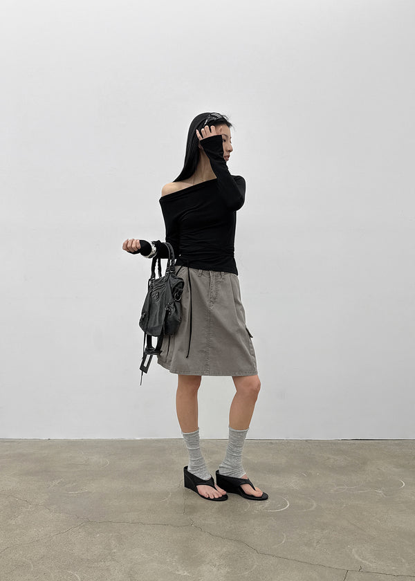 Tokoi Washed Cargo Midi Skirt