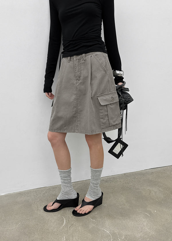 Tokoi Washed Cargo Midi Skirt