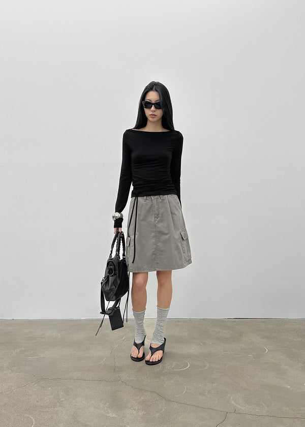 Tokoi Washed Cargo Midi Skirt