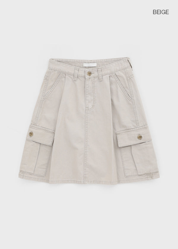 Tokoi Washed Cargo Midi Skirt