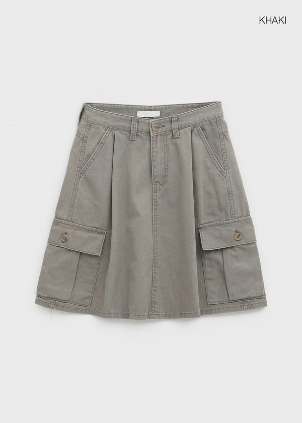 Tokoi Washed Cargo Midi Skirt