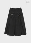 Kurat Washing Pocket Pleats Midi Skirt