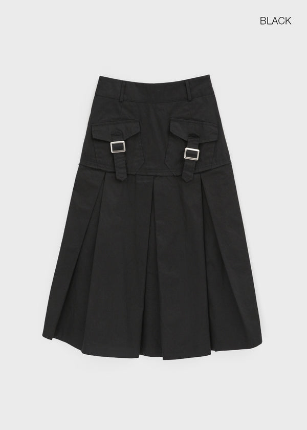 Kurat Washing Pocket Pleats Midi Skirt