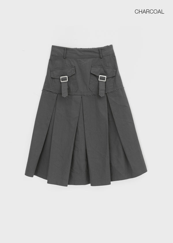Kurat Washing Pocket Pleats Midi Skirt