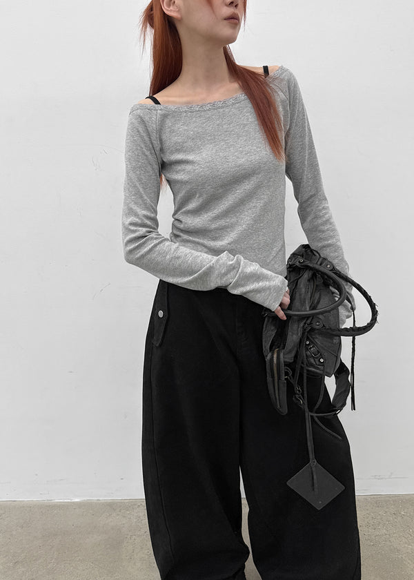 [MADE] Cozetti Lace Off-Shoulder Long Sleeve Top