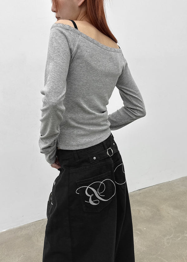 [MADE] Cozetti Lace Off-Shoulder Long Sleeve Top