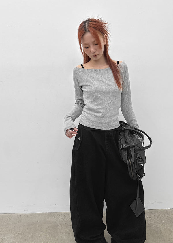 [MADE] Cozetti Lace Off-Shoulder Long Sleeve Top