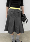 Kurat Washing Pocket Pleats Midi Skirt