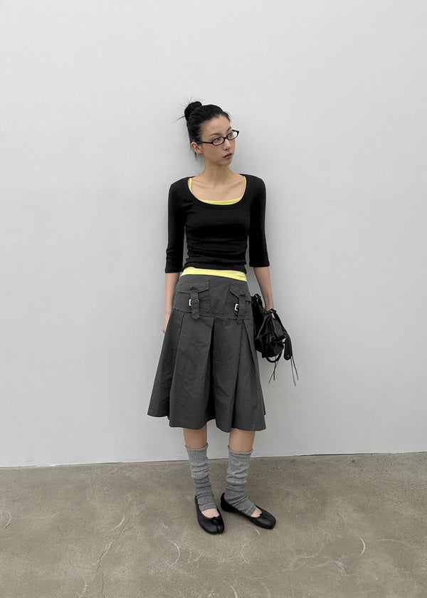 [MADE] Chofrin Square-Neck 7-Length T-Shirt